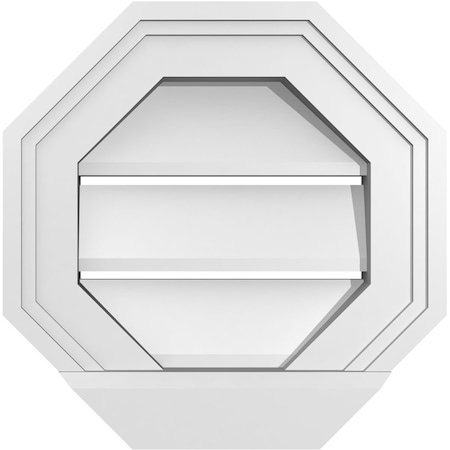 Ekena Millwork Octagonal Surface Mount PVC Gable Vent: Functional, w/ 2"W x 2"P Brickmould Sill Frame, 12"W x 12"H GVPOC12X1203SF